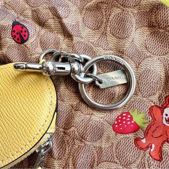 Coach Yellow Heart Keychain pouch wallet with Silver Accents - Picture 3 of 5